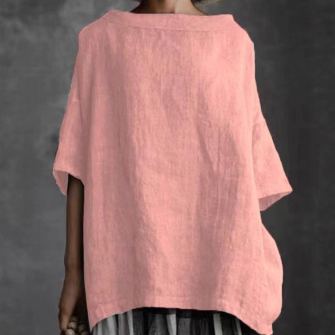 ラウンドネック ショートスリーブ ブラウス