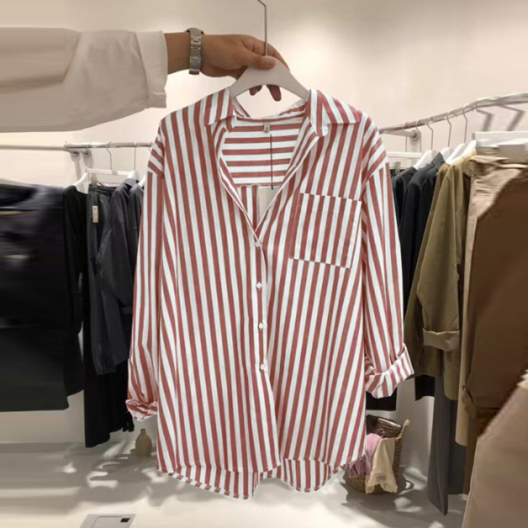 レトロストライプ長袖シャツ