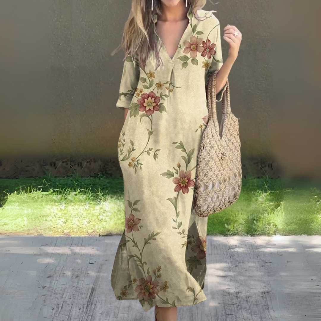 サマー・ルーズ・Vネック・ドレス