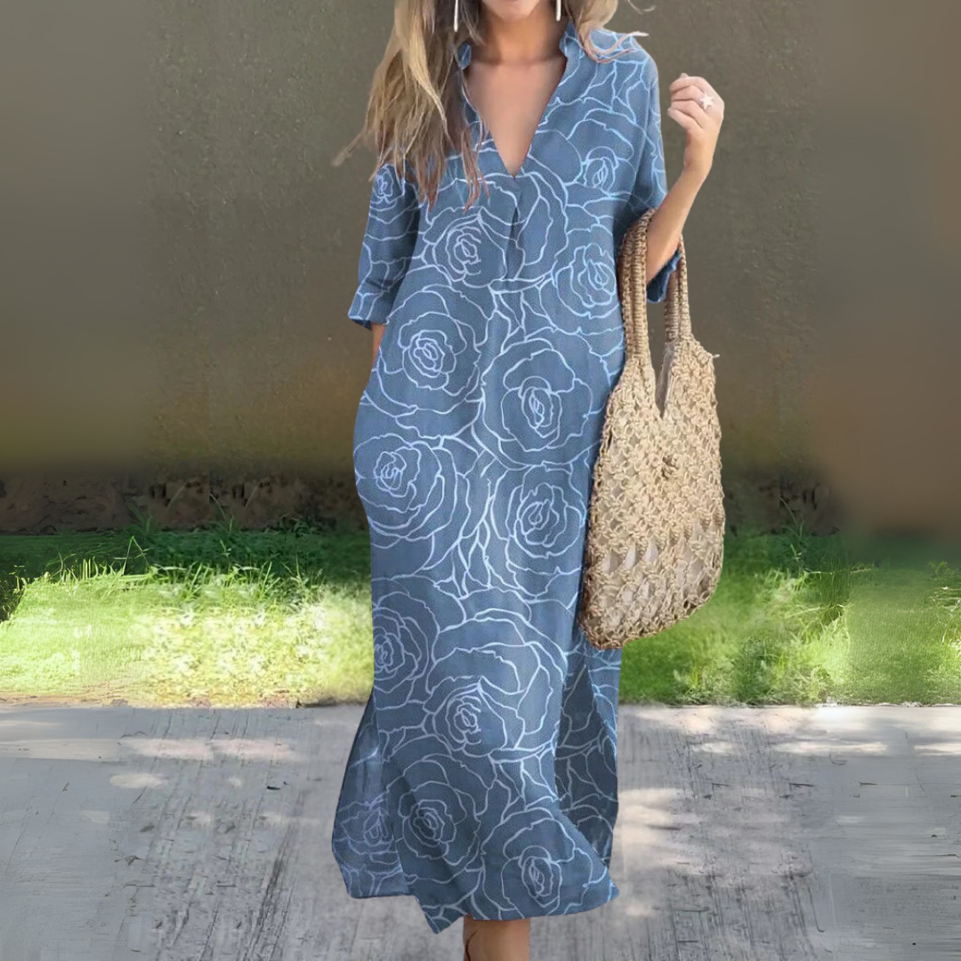 サマー・ルーズ・Vネック・ドレス