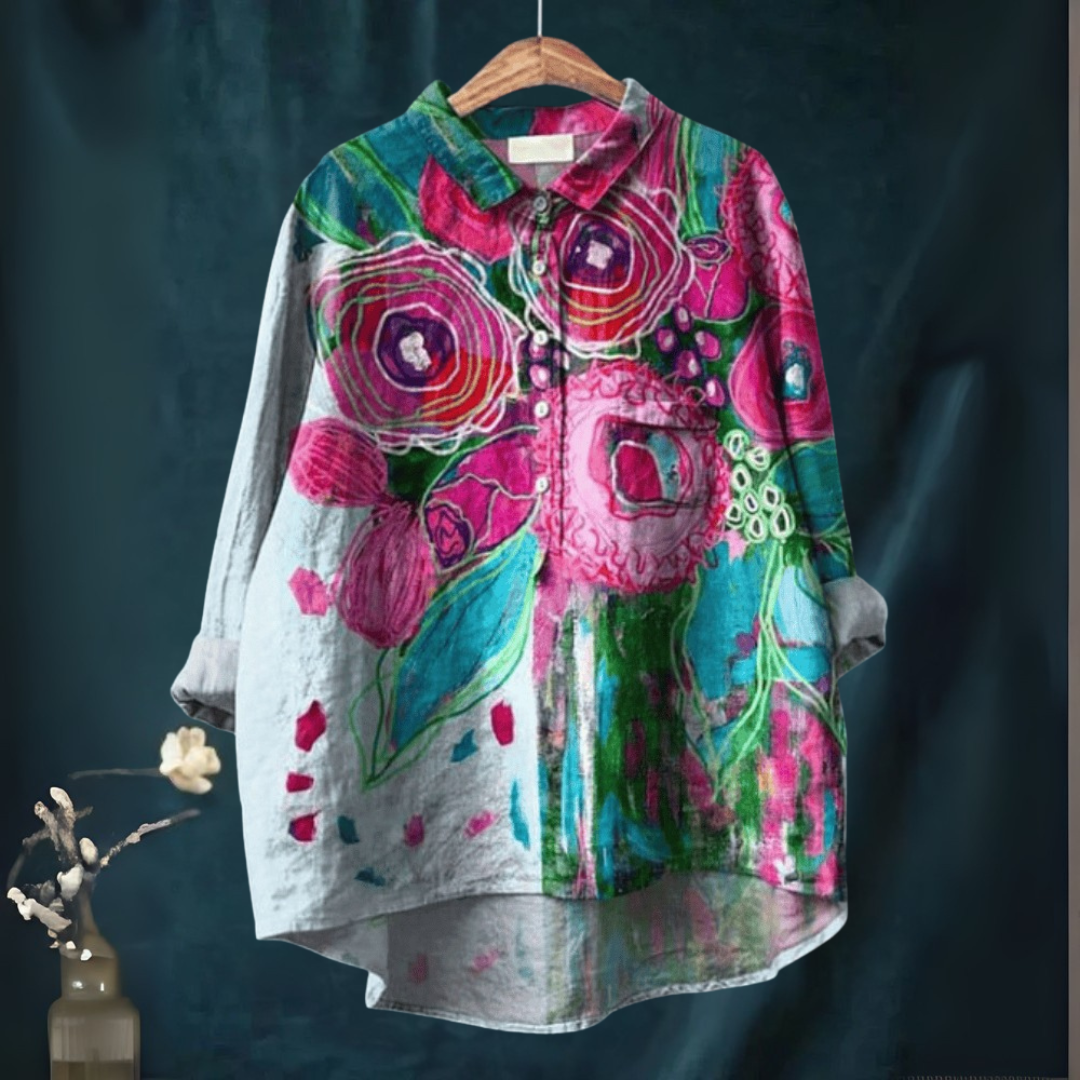 プリント ミッドスリーブ ブラウス