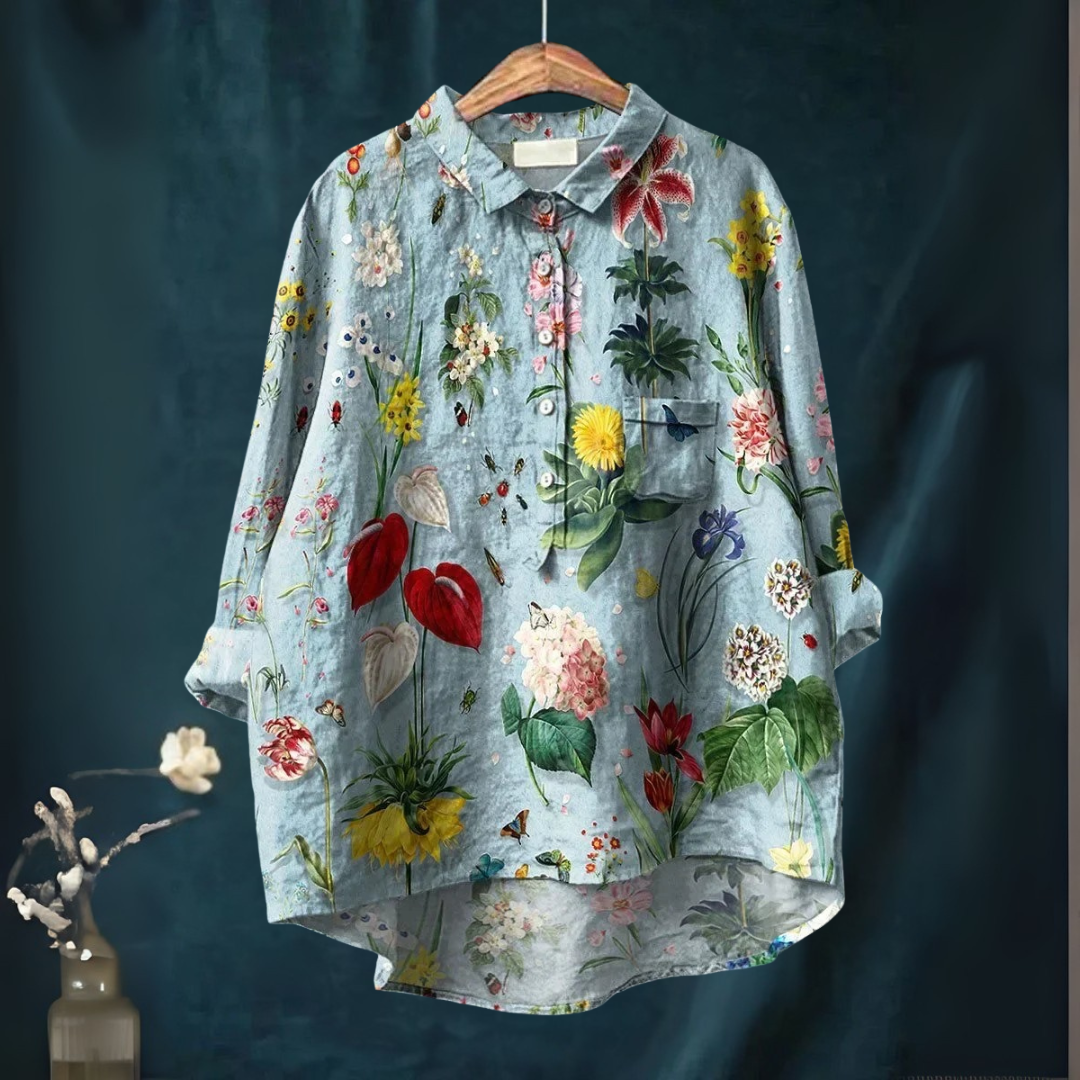 プリント ミッドスリーブ ブラウス