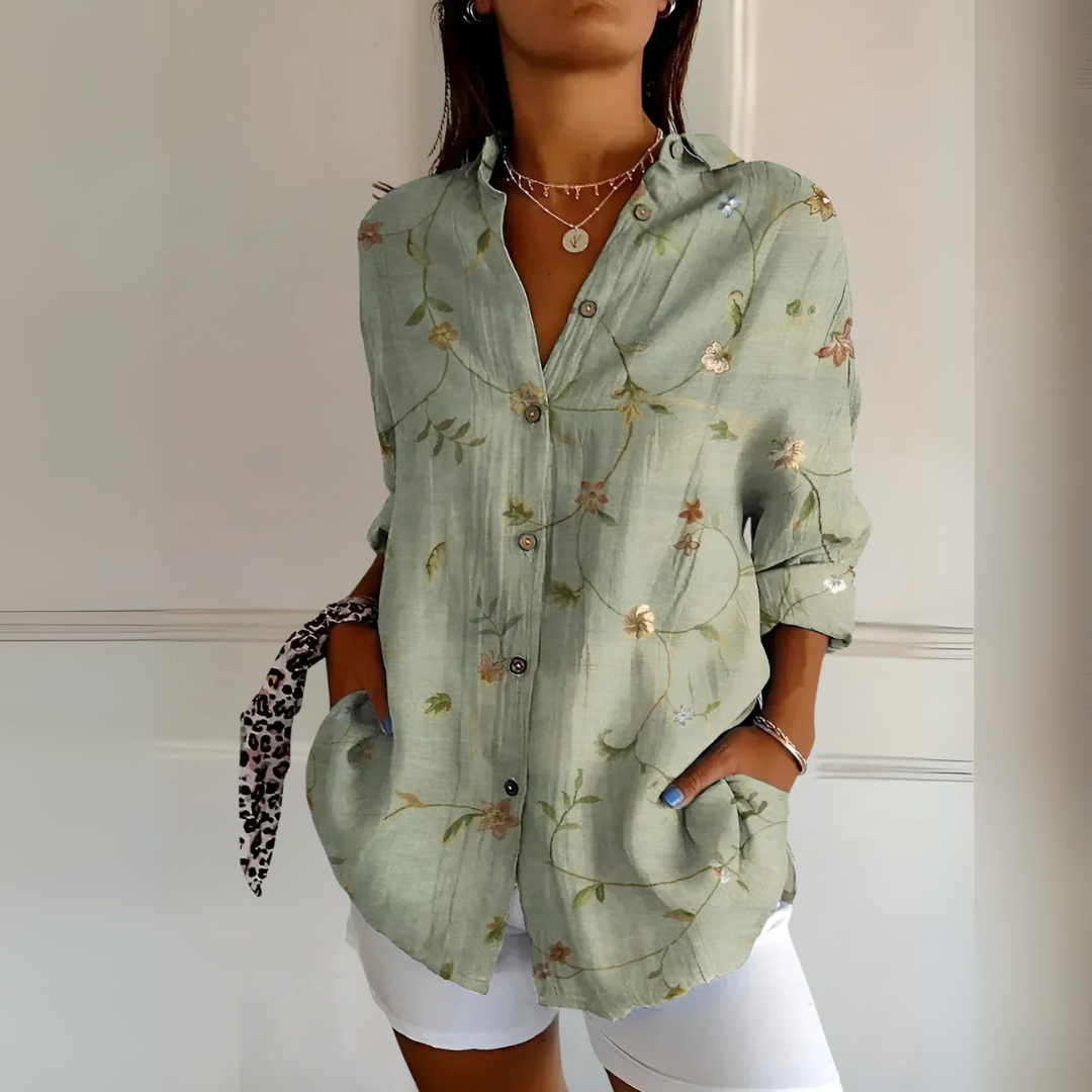 フラワー柄 ロングスリーブ サマーシャツ