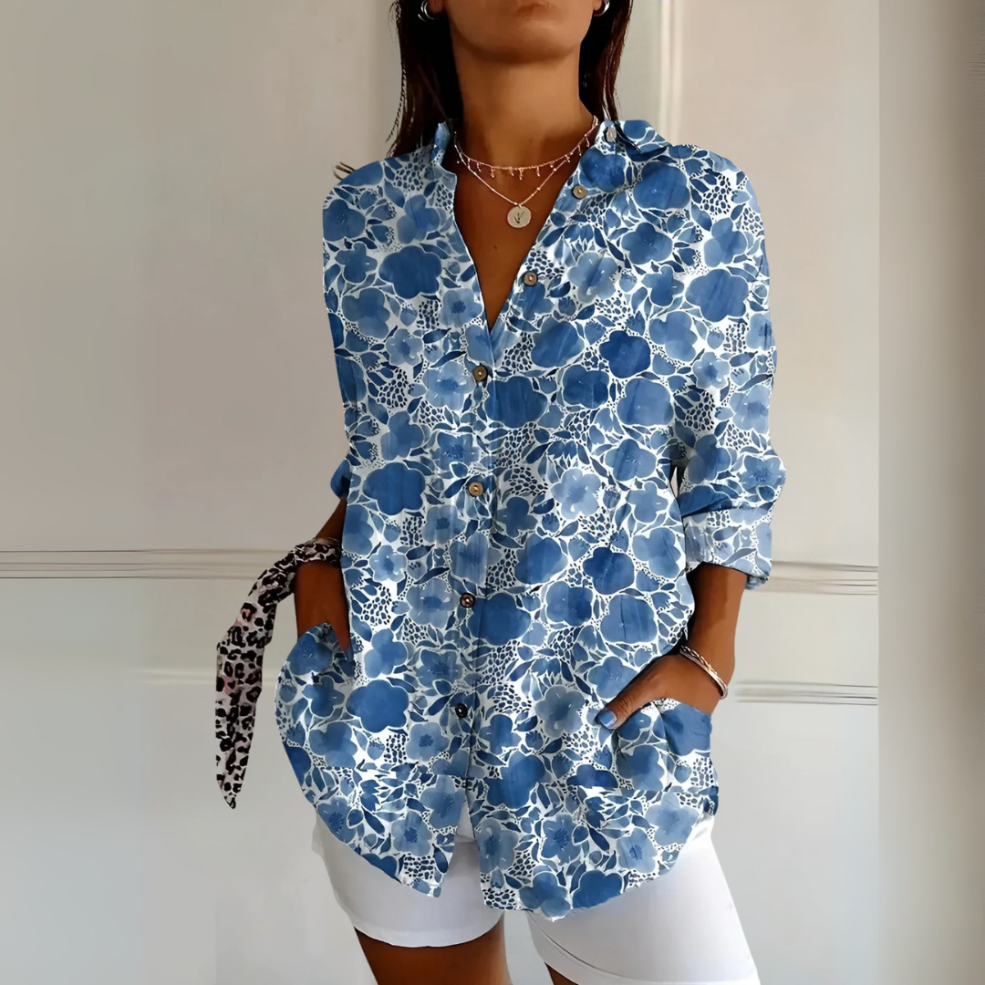 フラワー柄 ロングスリーブ サマーシャツ