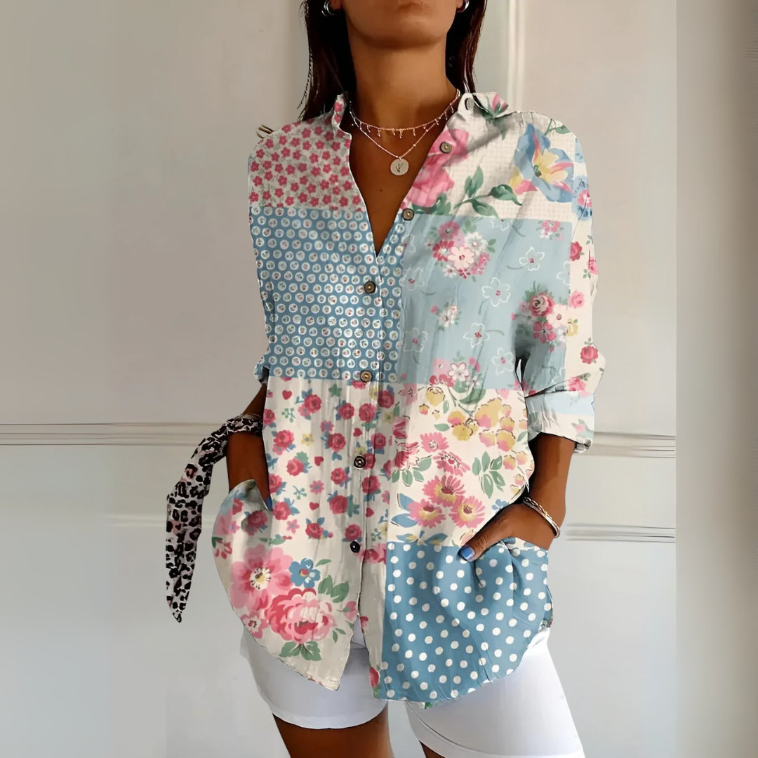 フラワー柄 ロングスリーブ サマーシャツ