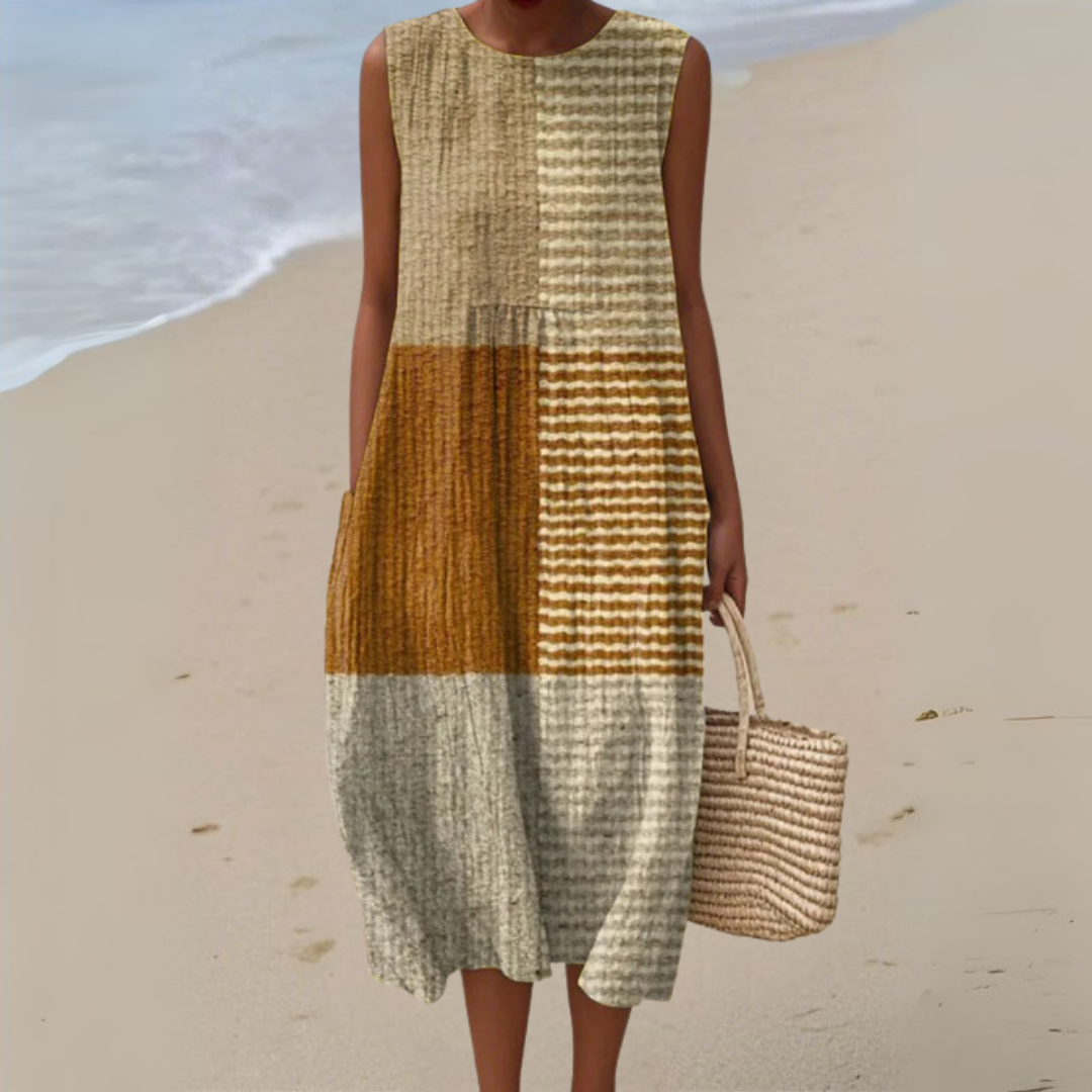 ノースリーブプリントサマードレス