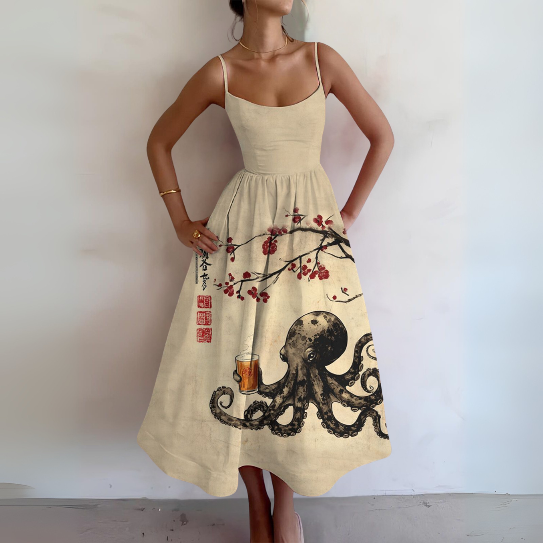 ノースリーブのフィットした夏用ドレス