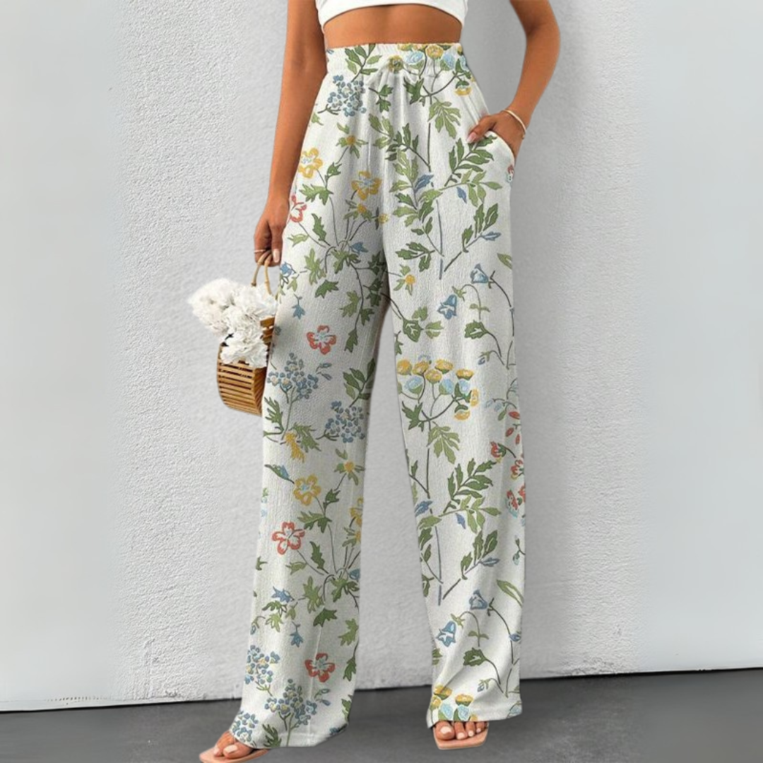 カジュアル ワイドレッグ プリント サマーパンツ