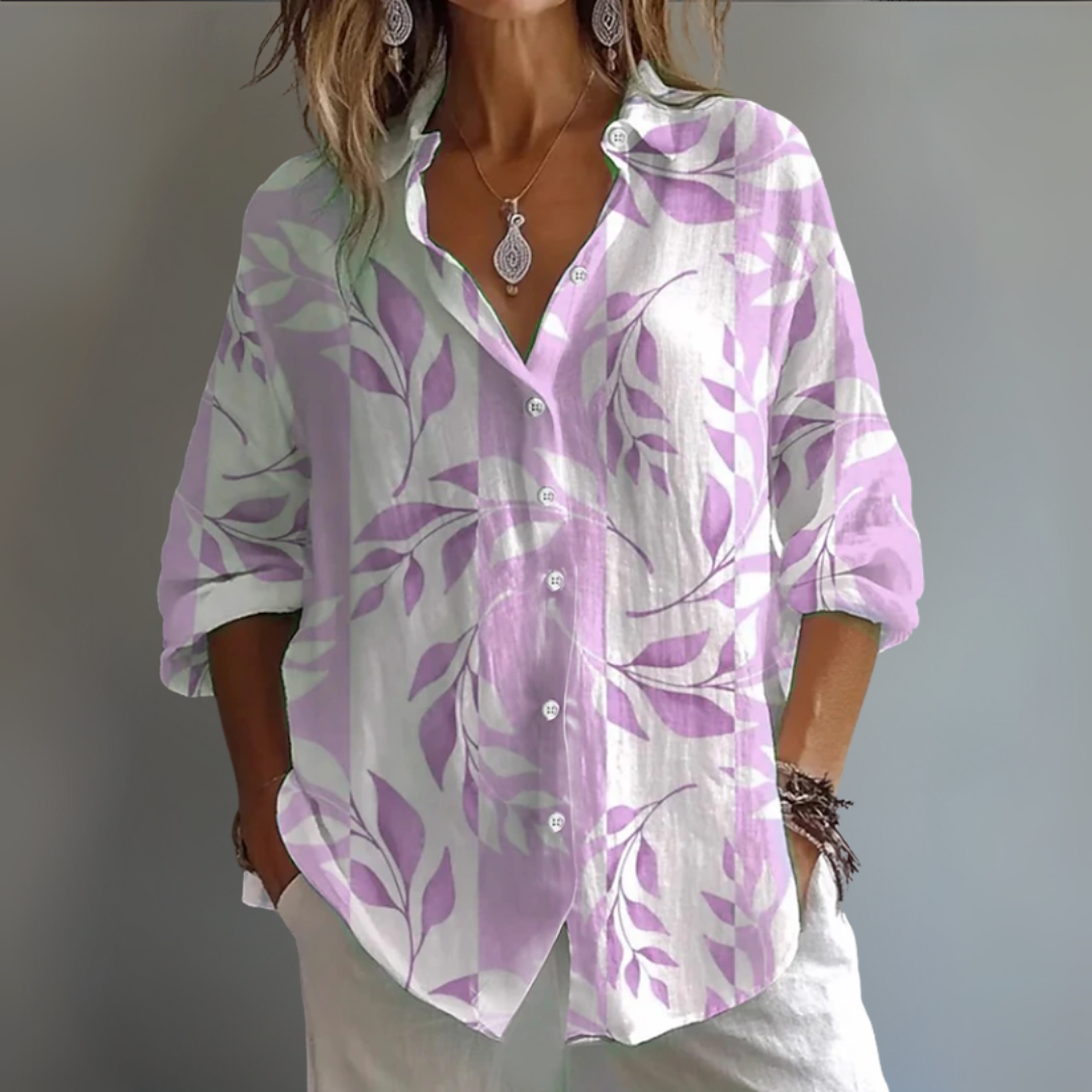 フラワーカラー ロングスリーブ サマーシャツ