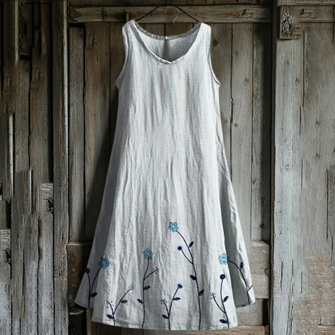 袖なしモダンプリントドレス