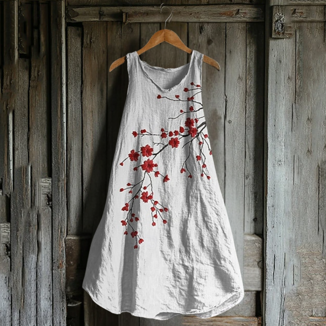 袖なしモダンプリントドレス