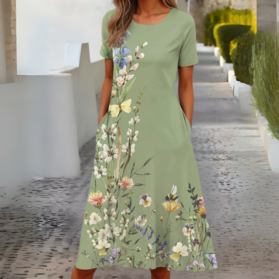 ショートスリーブのフォーマルサマードレス