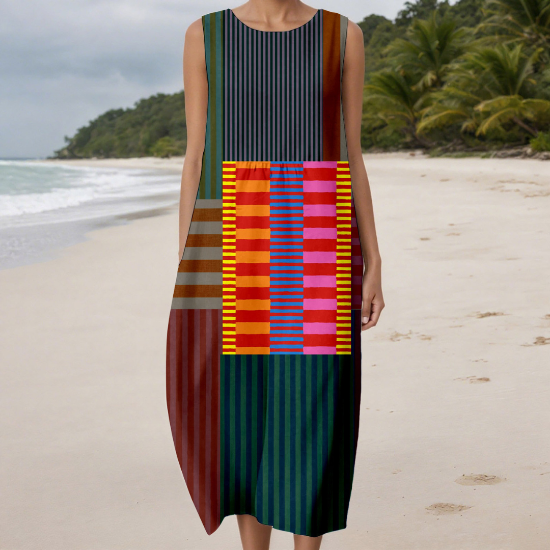 袖なし ユニークプリント ドレス