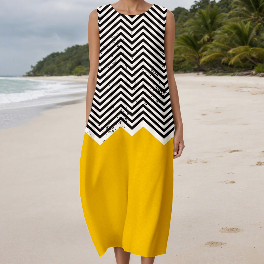 袖なし ユニークプリント ドレス