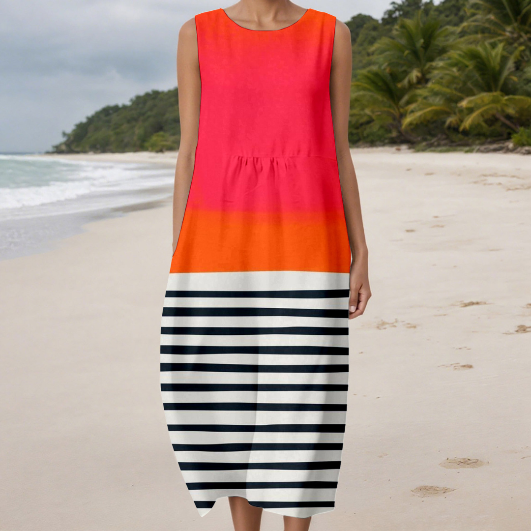 袖なし ユニークプリント ドレス