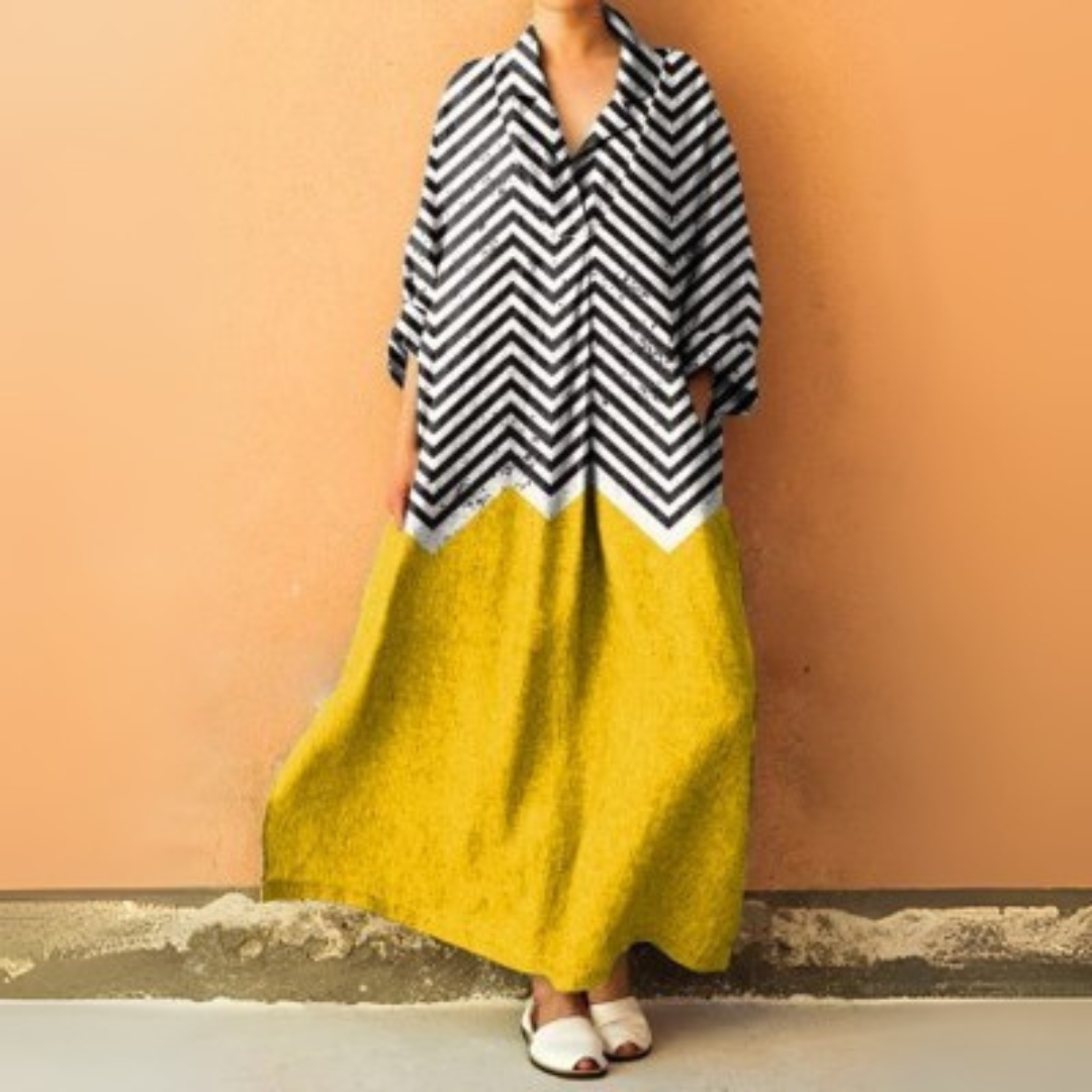 ロングVネックワイドドレス