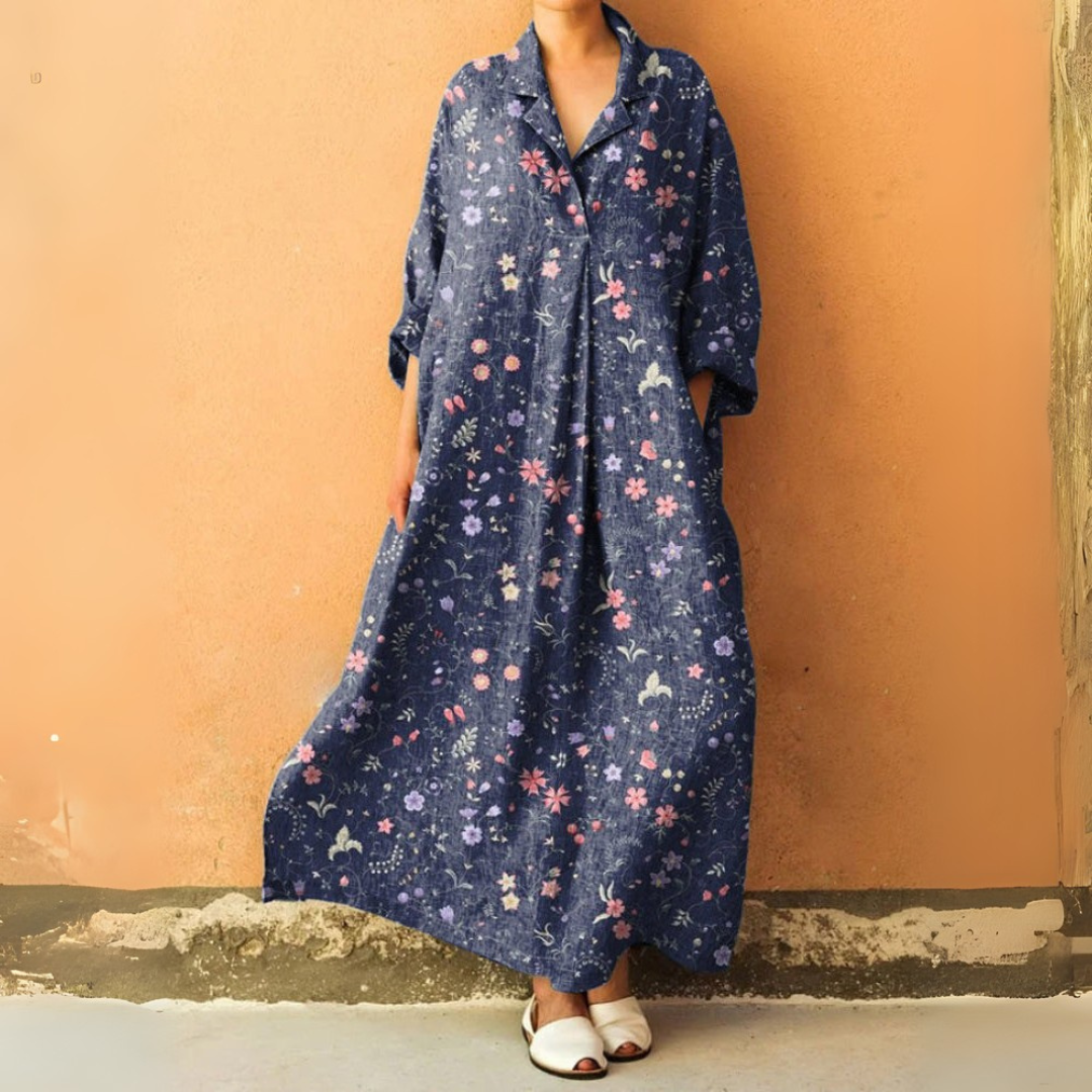 ロングVネックワイドドレス