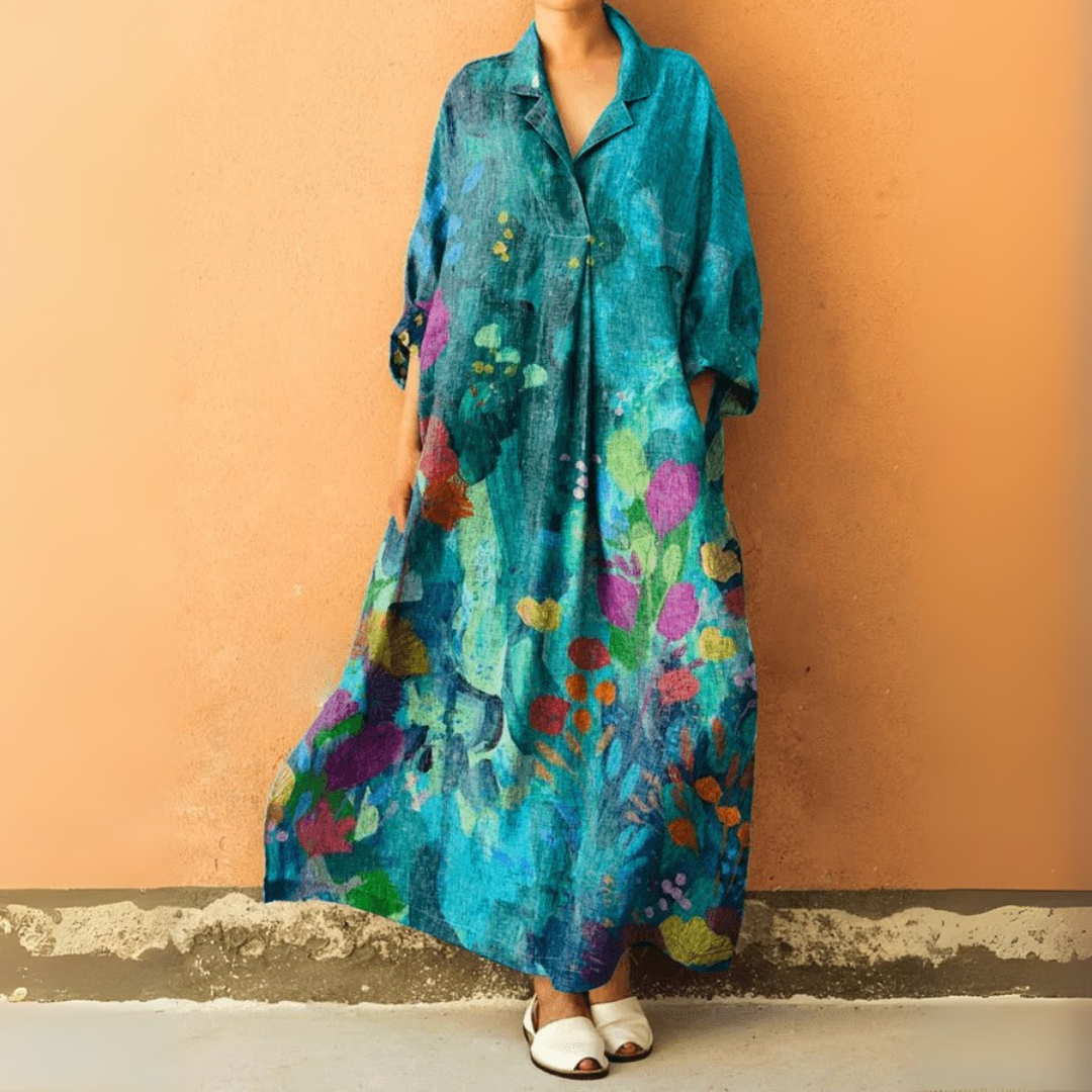 ロングVネックワイドドレス