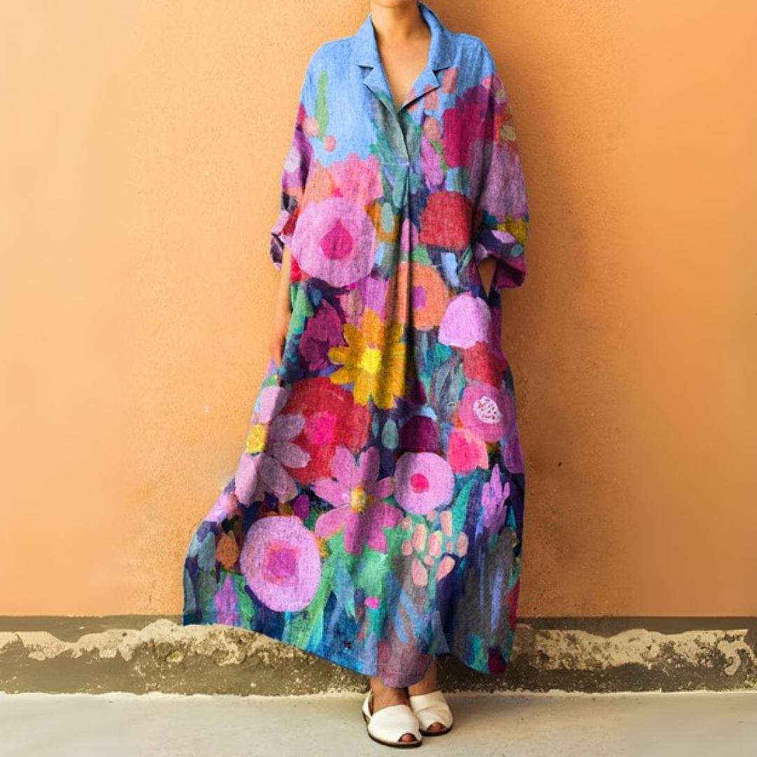 ロングVネックワイドドレス