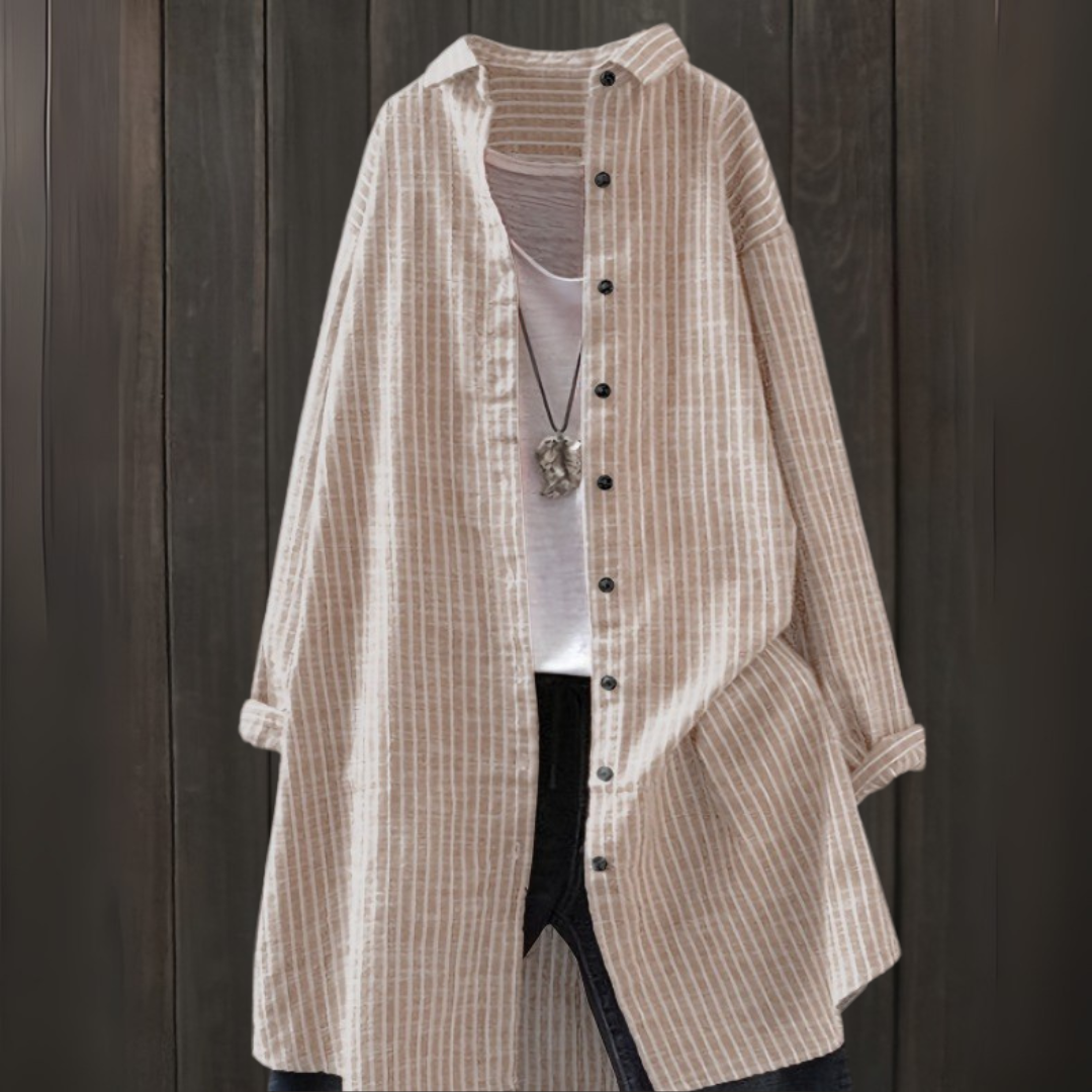 ロングスリーブ ストライプ サマーシャツ