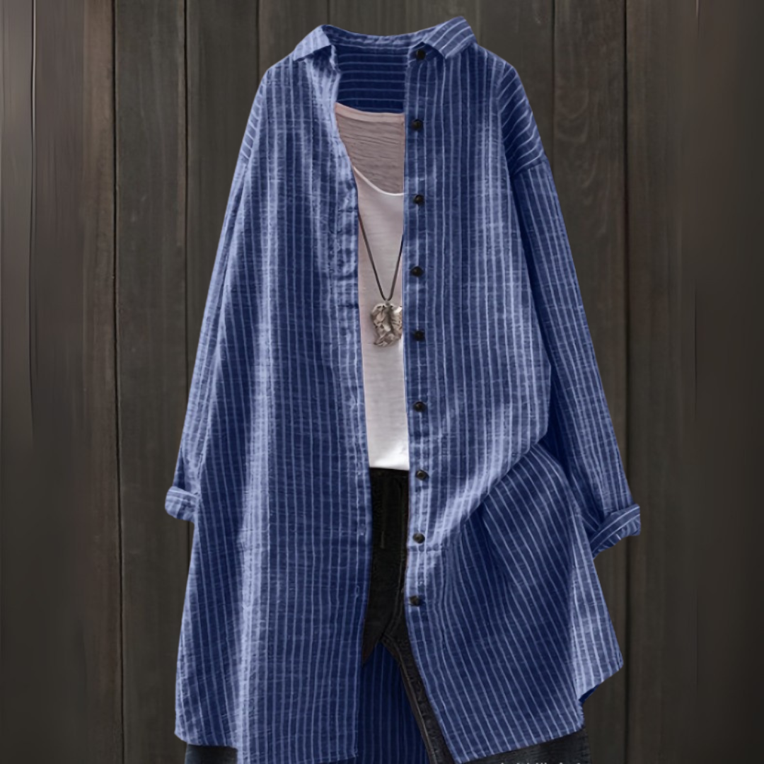 ロングスリーブ ストライプ サマーシャツ