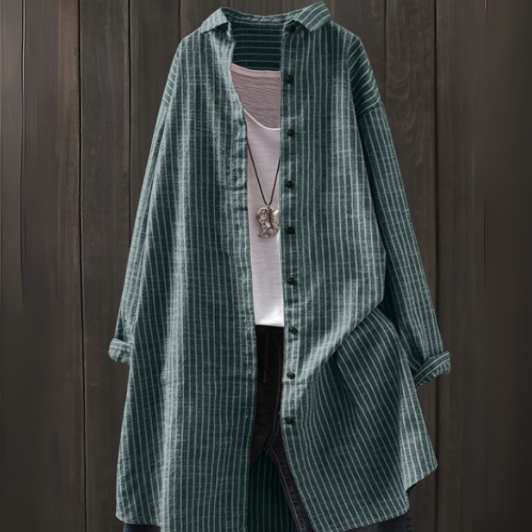 ロングスリーブ ストライプ サマーシャツ