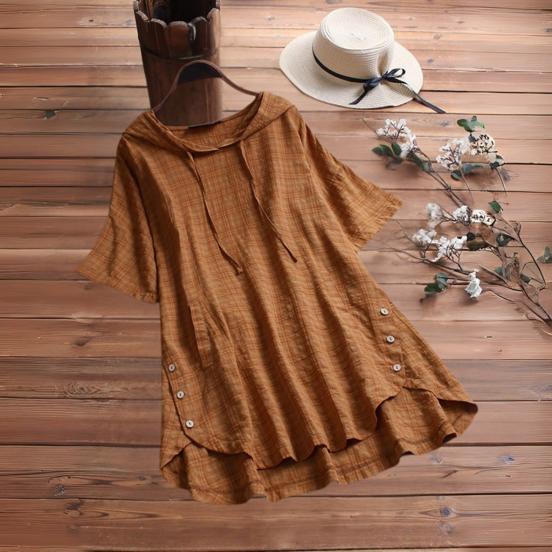 ロングコットンとリネンの夏用シャツ