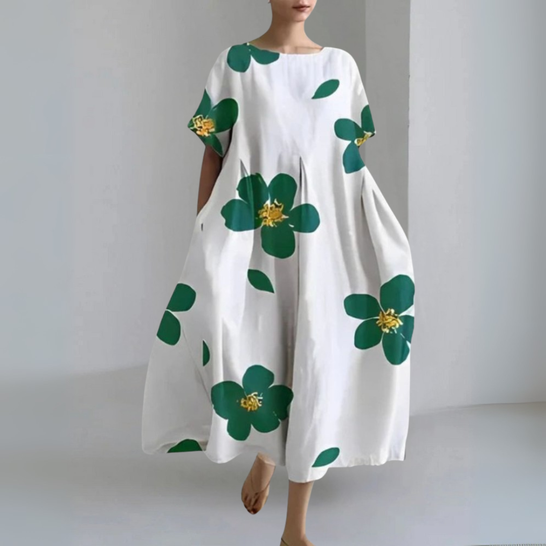 フラワープリント ワイドドレス