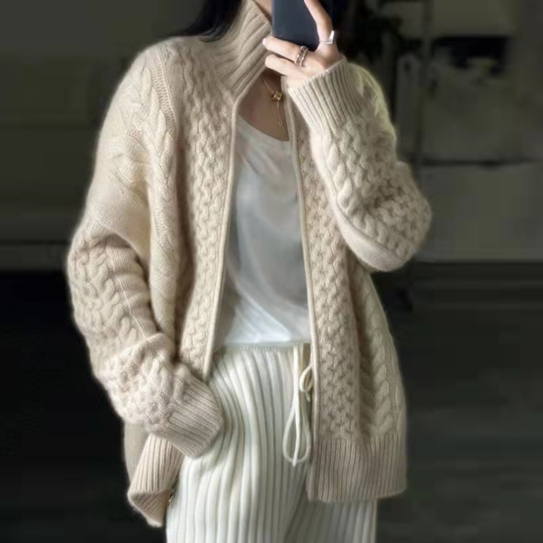 カシミアハイネックジップジャケット