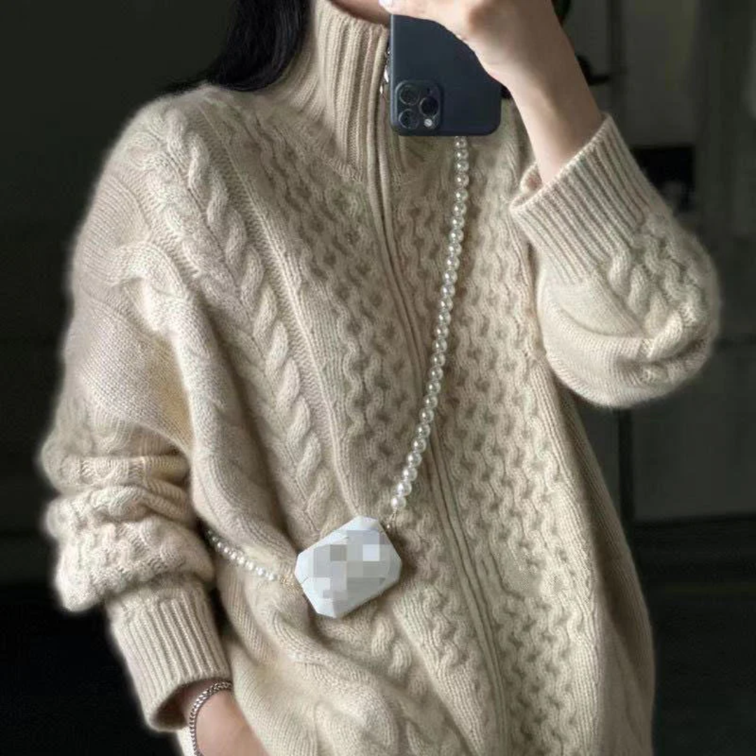 カシミアハイネックジップジャケット