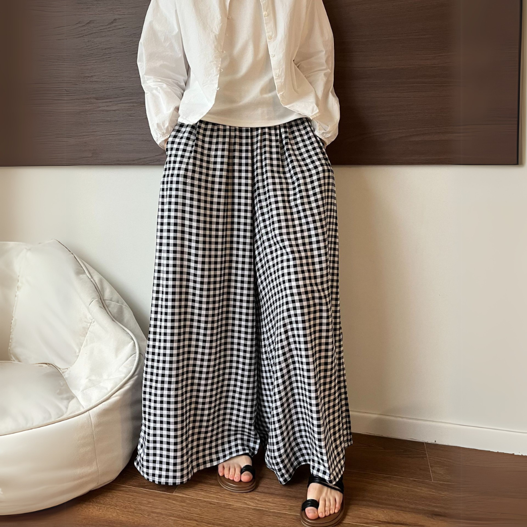 クラシック・プリント・ワイドパンツ