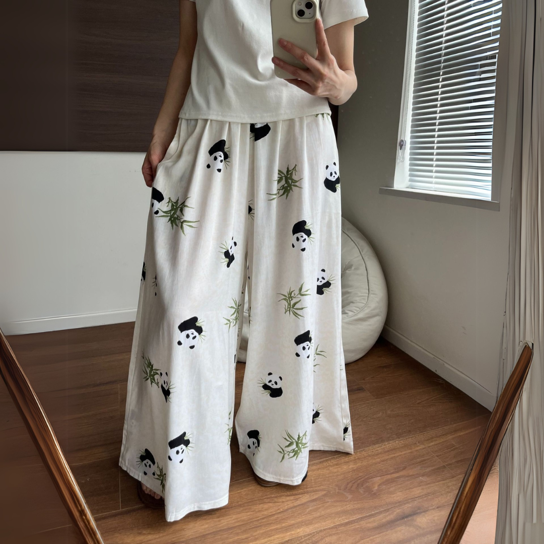 ホワイトプリントワイドパンツ