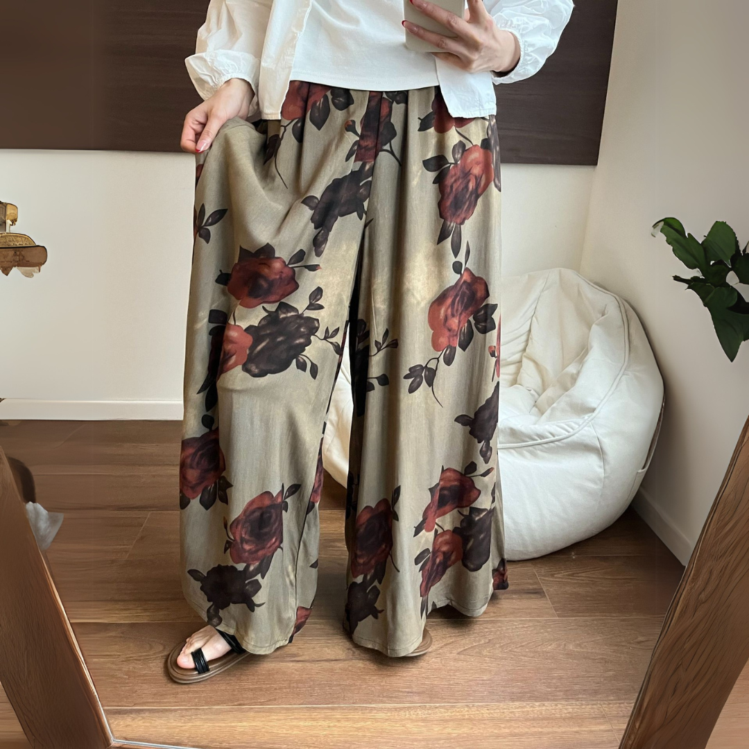 花柄ワイドパンツ