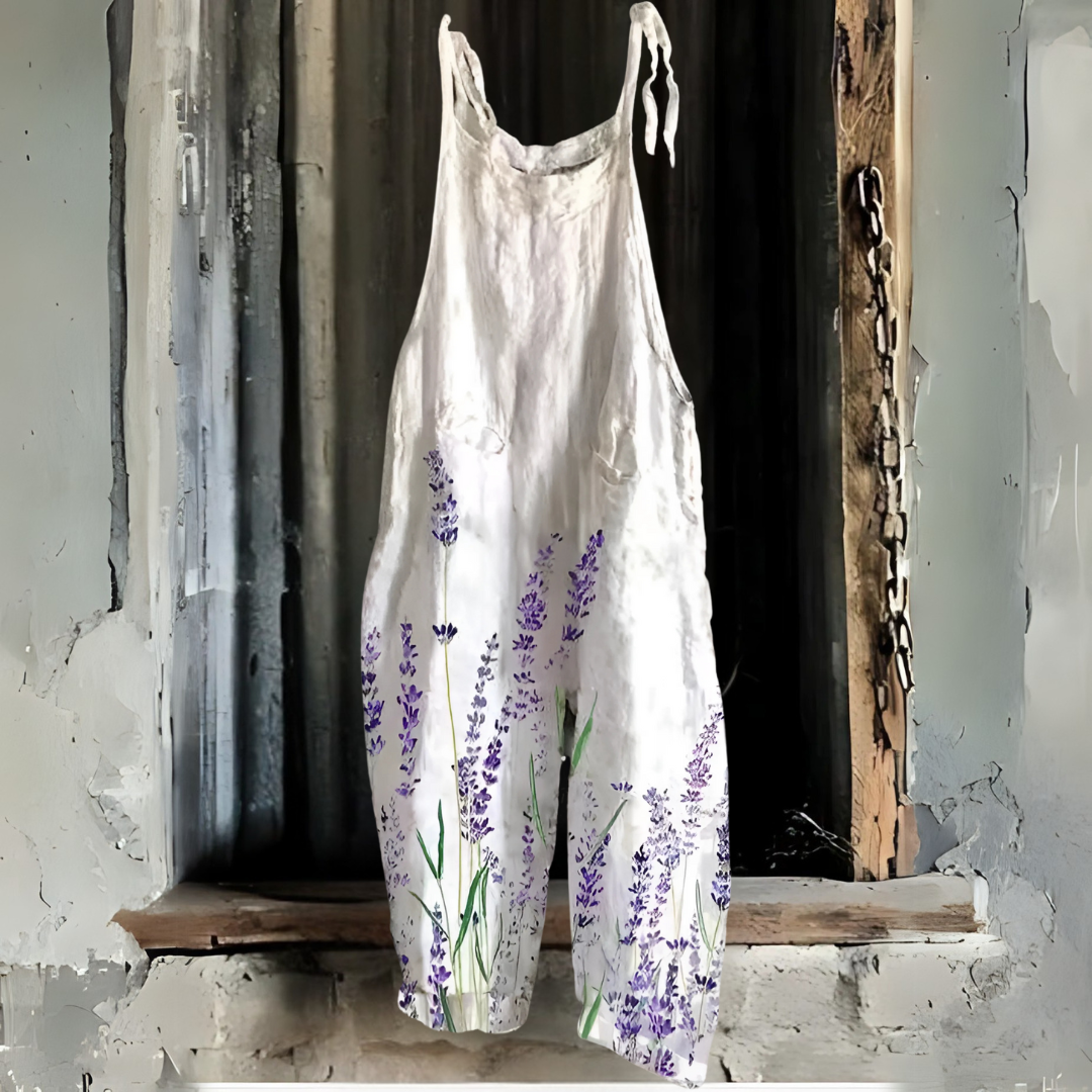 パープル・レトロプリント・ジャンプスーツ