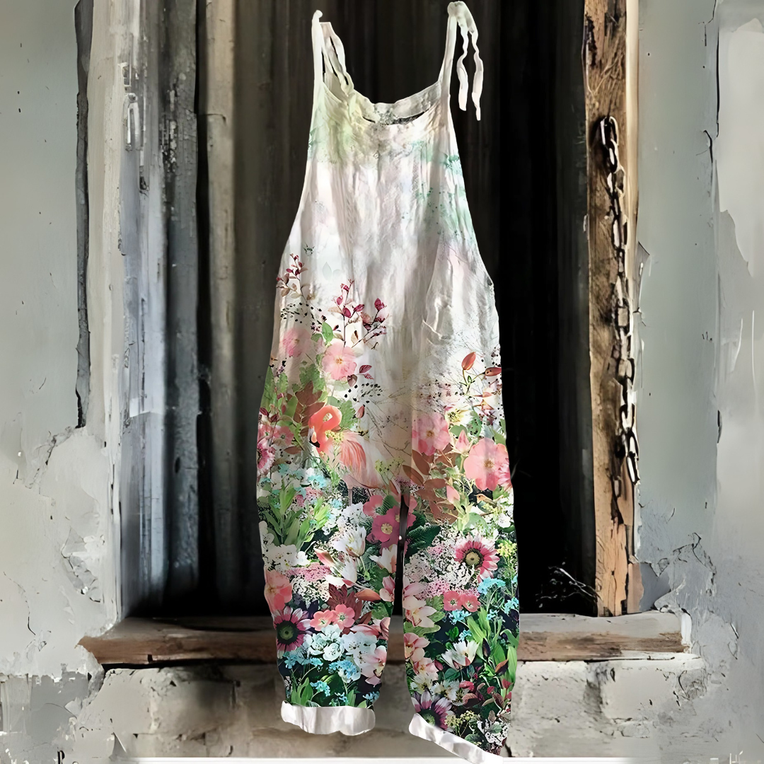 マルチフローラル・レトロプリント・ジャンプスーツ