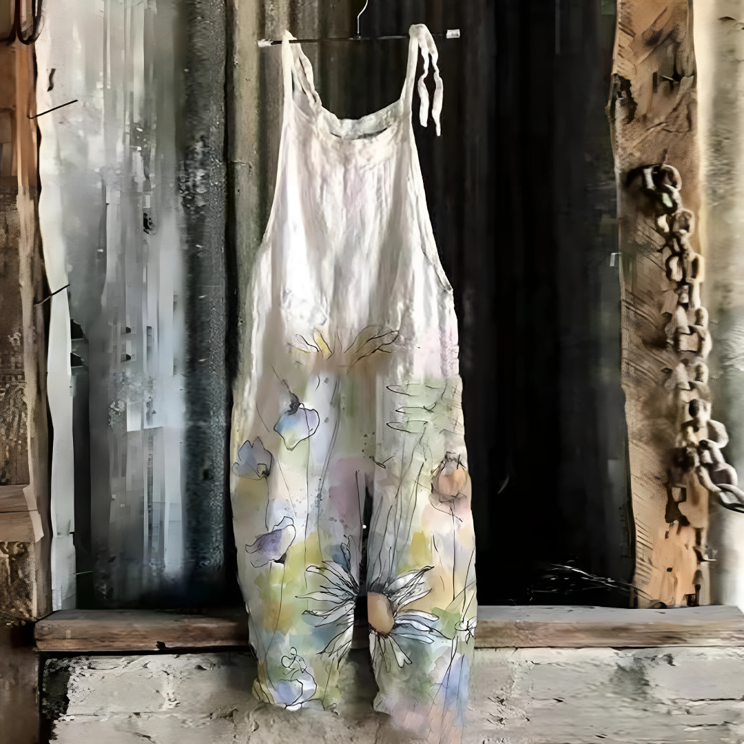 花柄レトロプリント・ジャンプスーツ