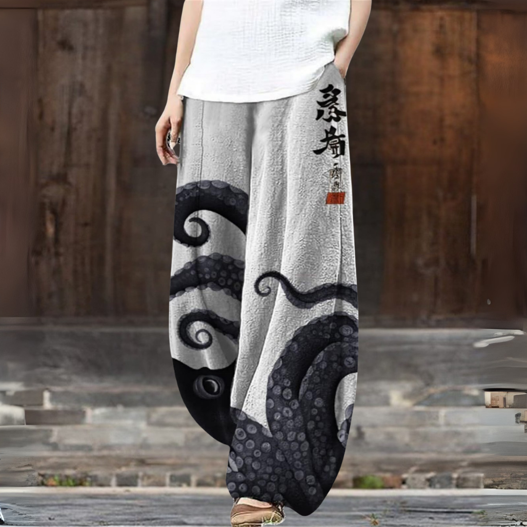 タコプリント ワイドパンツ