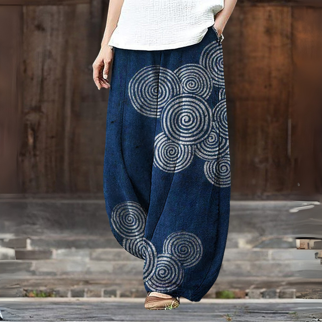 ブルーサークルプリントワイドパンツ