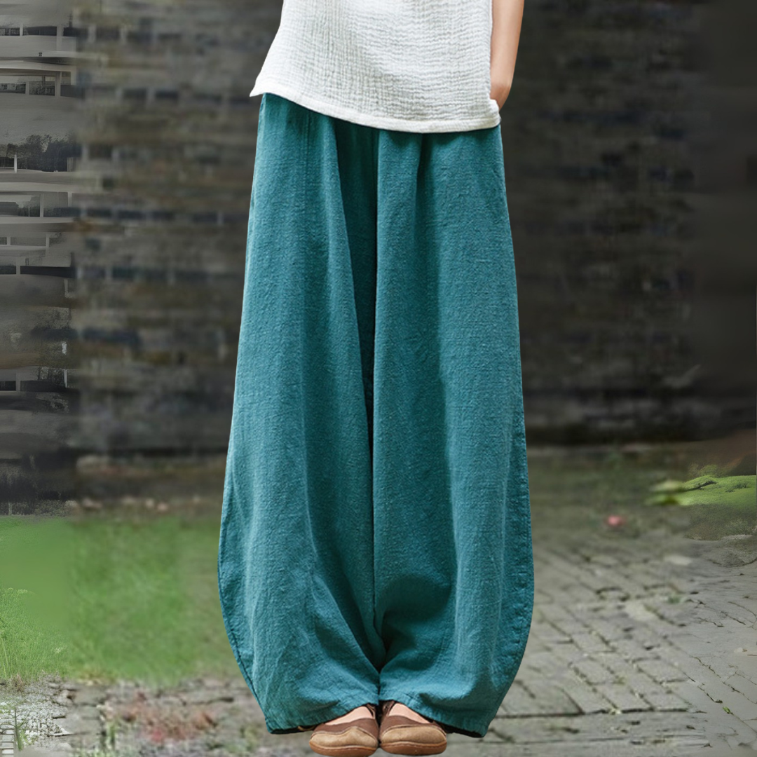 水色無地ワイドパンツ