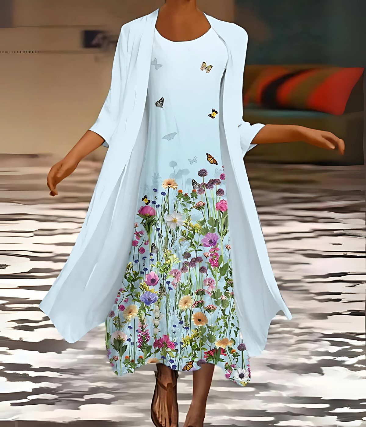 ホワイトフローラルセットドレス