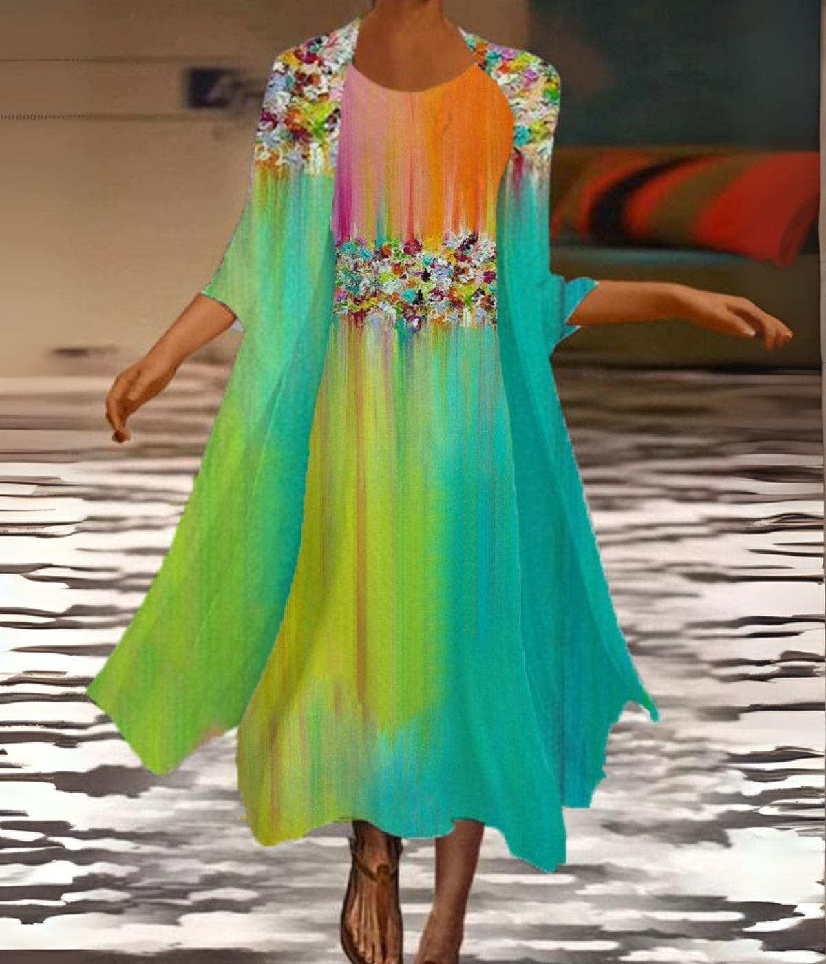 ネオンフローラルセットドレス