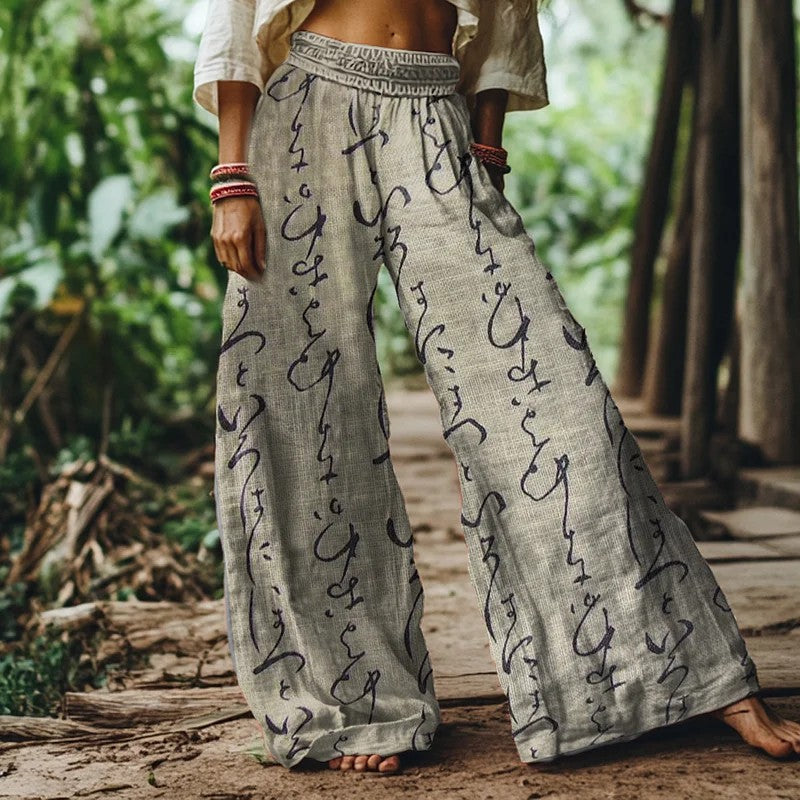 グレー ワイドレッグ サマーパンツ