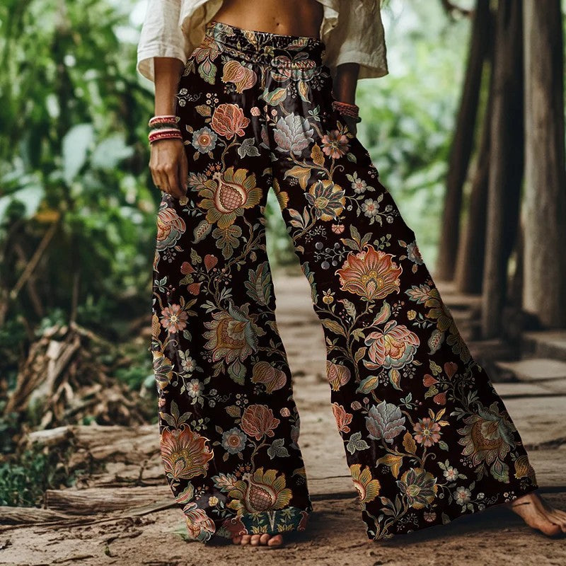 ブラック ワイドレッグ サマーパンツ