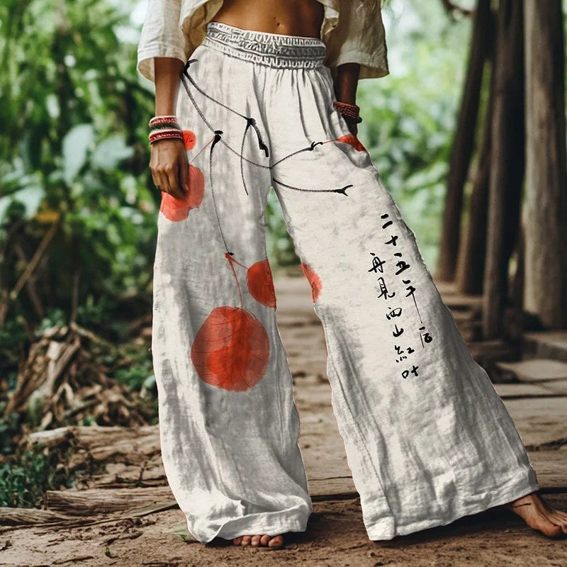 ホワイト ワイドレッグ サマーパンツ