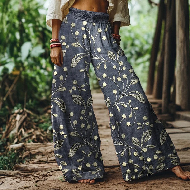 ダークグレー ワイドレッグ サマーパンツ