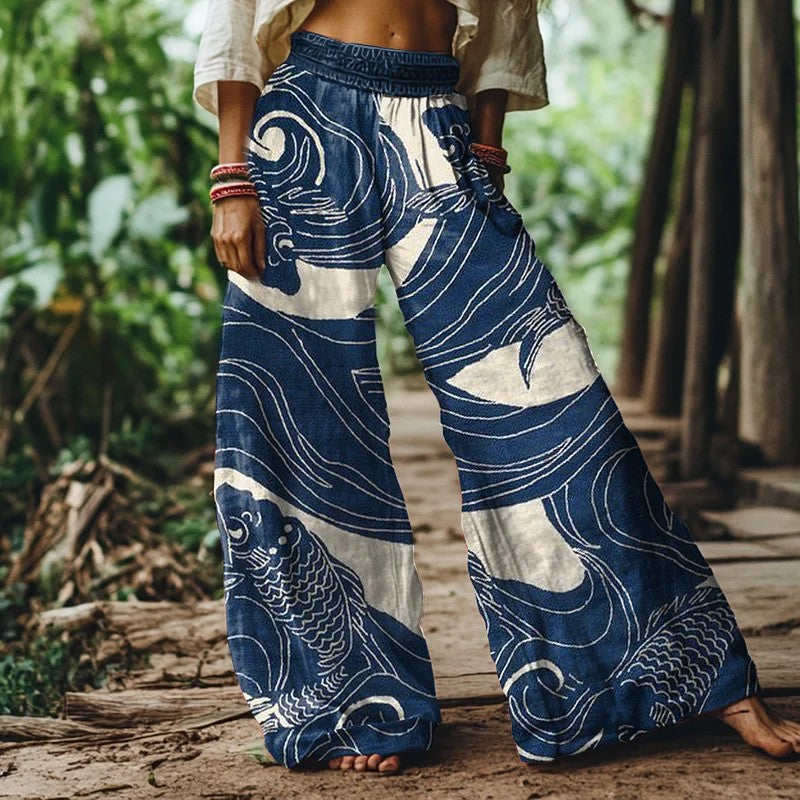 ブルー ウェーブ ワイドレッグ サマーパンツ