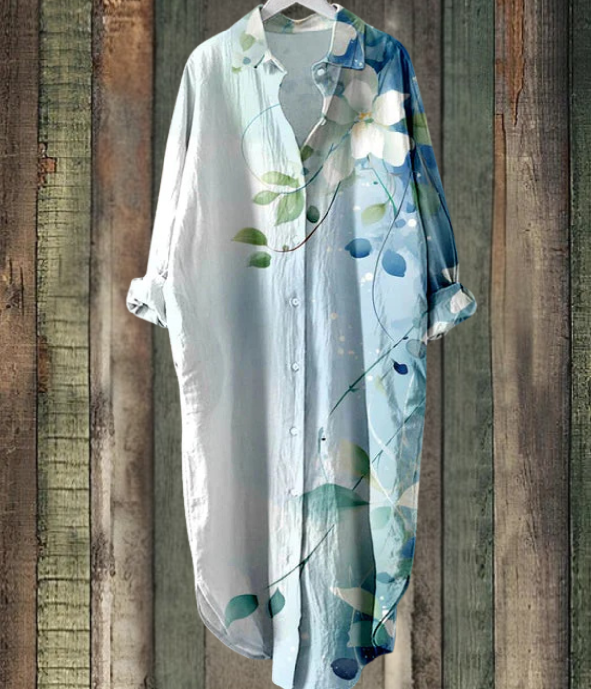 ライトブルーのルーズミディドレス