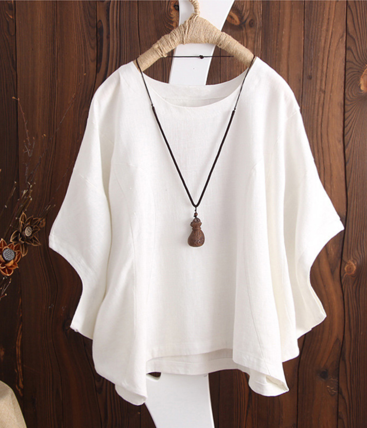 綿麻素材のロングシャツ