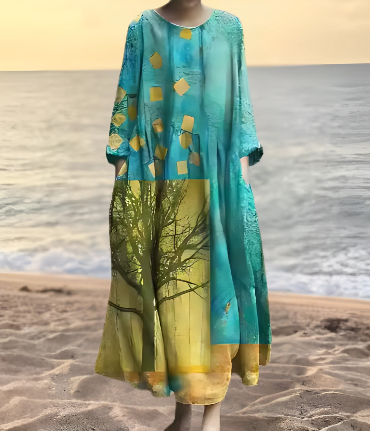 ライトブルーオーバーサイズロングワンピース