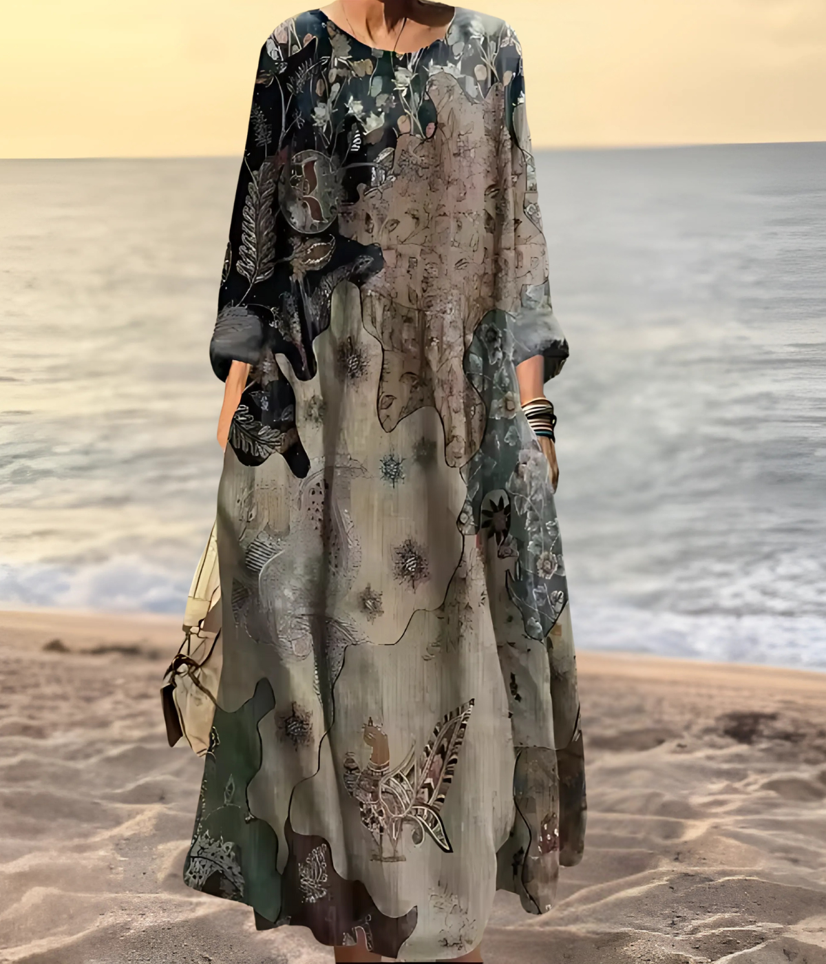 ブラックブラウンオーバーサイズロングワンピース